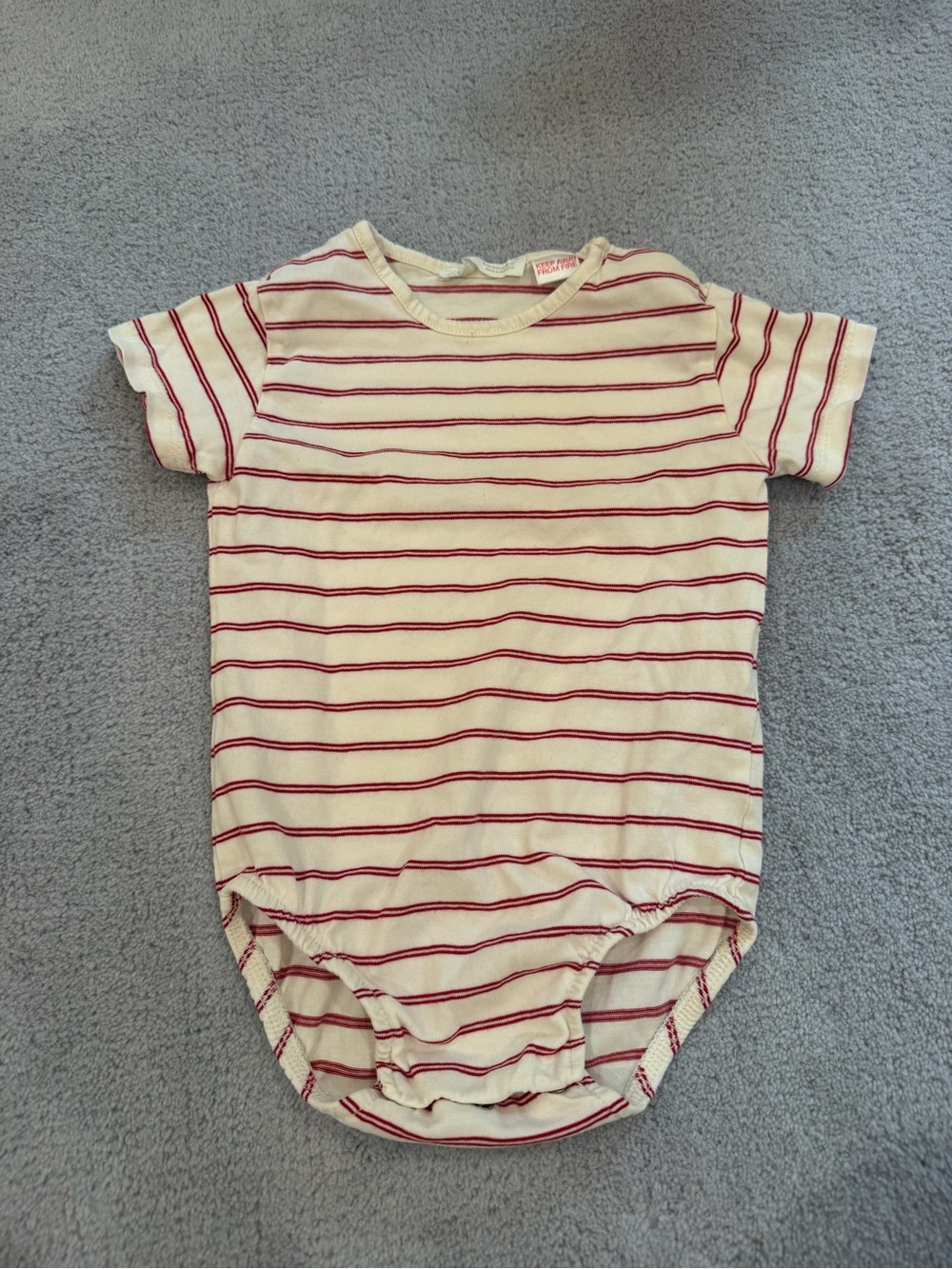 Zara Cream and Red Striped Kids One-Piece Bodysuit